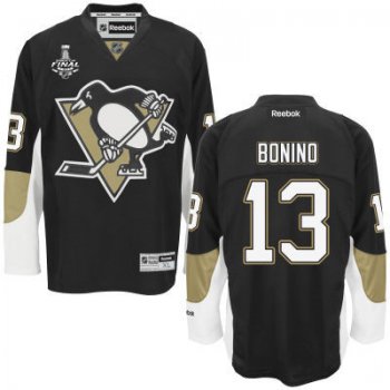 Youth Pittsburgh Penguins #13 Nick Bonino Black Home 2017 Stanley Cup NHL Finals Patch Jersey