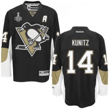 Youth Pittsburgh Penguins #14 Chris Kunitz Black Home 2017 Stanley Cup NHL Finals A Patch Jersey