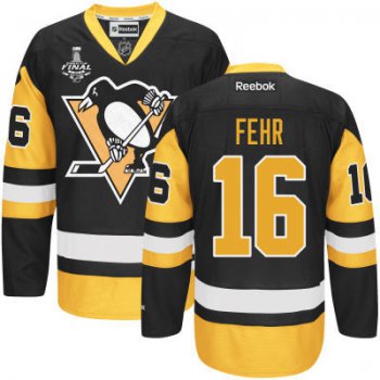 Youth Pittsburgh Penguins #16 Eric Fehr Black With Gold 2017 Stanley Cup NHL Finals Patch Jersey