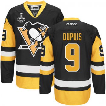 Youth Pittsburgh Penguins #9 Pascal Dupuis Black With Gold 2017 Stanley Cup NHL Finals Patch Jersey