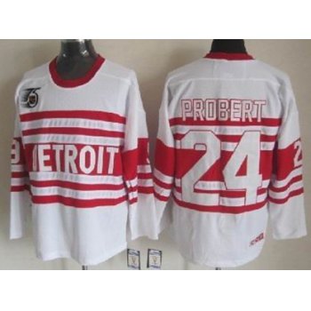 Detroit Red Wings #24 Bob Probert White 75TH Throwback CCM Jersey