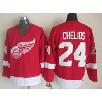 Detroit Red Wings #24 Chris Chelios Red Throwback CCM Jersey