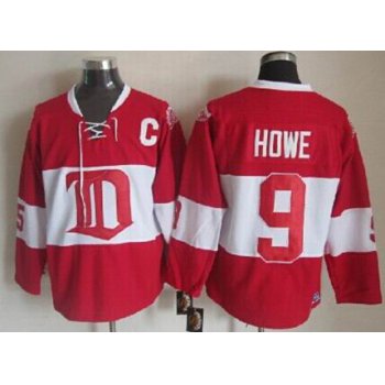 Detroit Red Wings #9 Gordie Howe Red Winter Classic Throwback CCM Jersey