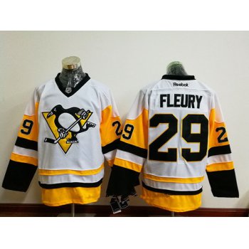 Men's Pittsburgh Penguins #29 Marc-Andre Fleury White 2016-17 Home Stitched NHL Throwback Hockey Jersey