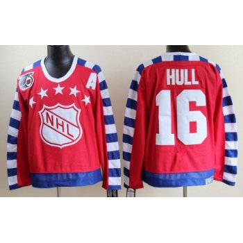 NHL 1992 All-Star #16 Brett Hull Red 75TH Throwback CCM Jersey