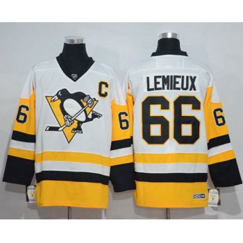 Penguins #66 Mario Lemieux White New Away Stitched NHL Jersey