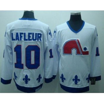 Quebec Nordiques #10 Guy Lafleur White Throwback CCM Jersey