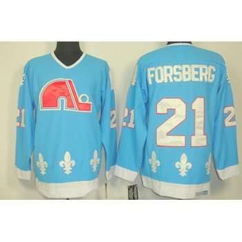 Quebec Nordiques #21 Peter Forsberg Light Blue Throwback CCM Jersey