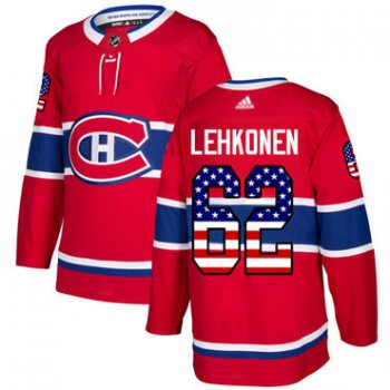 Adidas Canadiens #62 Artturi Lehkonen Red Home Authentic USA Flag Stitched NHL Jersey