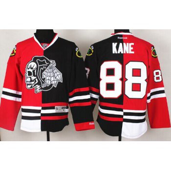 Chicago Blackhawks #88 Patrick Kane Red/Black Two Tone With Black Skulls Jersey