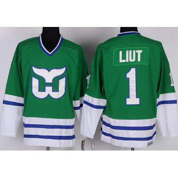 Hartford Whalers #1 Mike Liut Green Throwback CCM Jersey