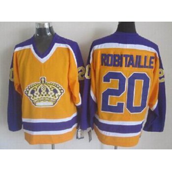 Los Angeles Kings #20 Luc Robitaille Yellow With Purple Throwback CCM Jersey