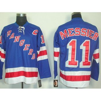 New York Rangers #11 Mark Messier Light Blue Throwback CCM Jersey