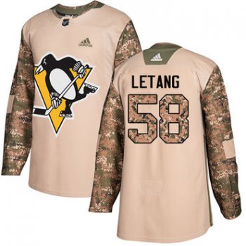 Adidas Penguins #58 Kris Letang Camo Authentic 2017 Veterans Day Stitched NHL Jersey