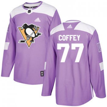 Adidas Penguins #77 Paul Coffey Purple Authentic Fights Cancer Stitched NHL Jersey