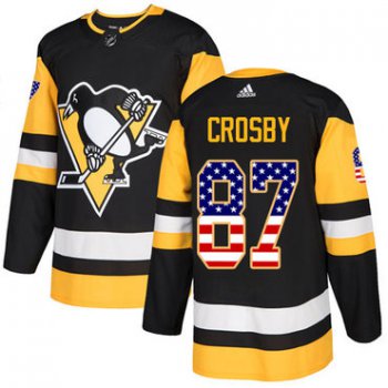 Adidas Penguins #87 Sidney Crosby Black Home Authentic USA Flag Stitched NHL Jersey