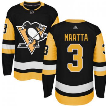 Adidas Pittsburgh Penguins #3 Olli Maatta Black Alternate Authentic Stitched NHL Jersey