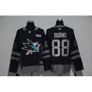 Men's San Jose Sharks #88 Brent Burns Black 100th Anniversary Stitched NHL 2017 adidas Hockey Jersey