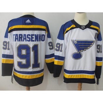 Adidas Blues #91 Vladimir Tarasenko White Road Authentic Stitched NHL Jersey