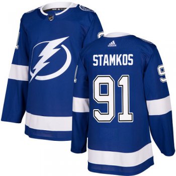 Adidas Lightning #91 Steven Stamkos Blue Home Authentic Stitched NHL Jersey