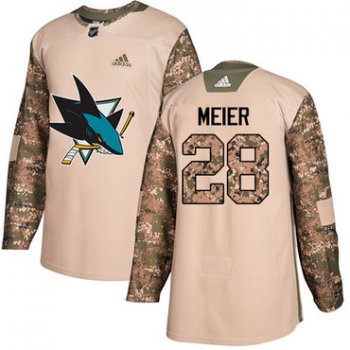 Adidas Sharks #28 Timo Meier Camo Authentic 2017 Veterans Day Stitched NHL Jersey