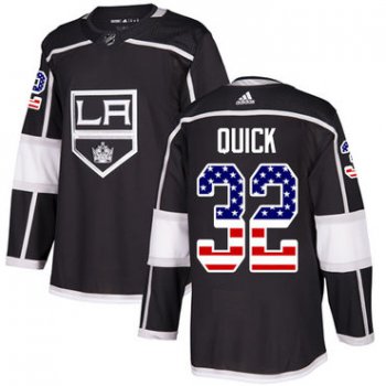 Adidas Kings #32 Jonathan Quick Black Home Authentic USA Flag Stitched NHL Jersey
