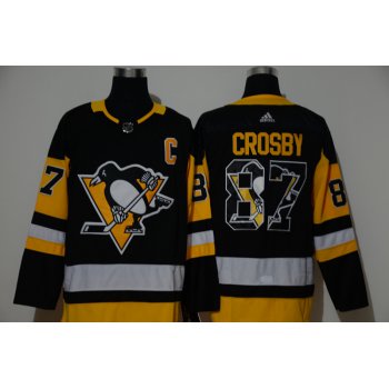 Men's Pittsburgh Penguins #87 Sidney Crosby Black With Team Logo Adidas Stitched NHL Jersey