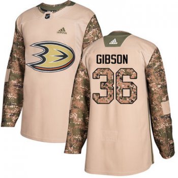 Adidas Ducks #36 John Gibson Camo Authentic 2017 Veterans Day Stitched NHL Jersey