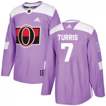 Adidas Senators #7 Kyle Turris Purple Authentic Fights Cancer Stitched NHL Jersey