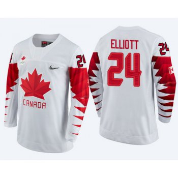 Men Canada Team #24 Stefan Elliott White 2018 Winter Olympics Jersey