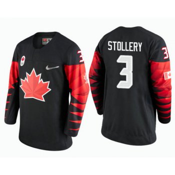 Men Canada Team #3 Karl Stollery Black 2018 Winter Olympics Jersey