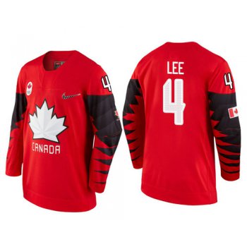Men Canada Team #4 Chris Lee Red 2018 Winter Olympics Jersey