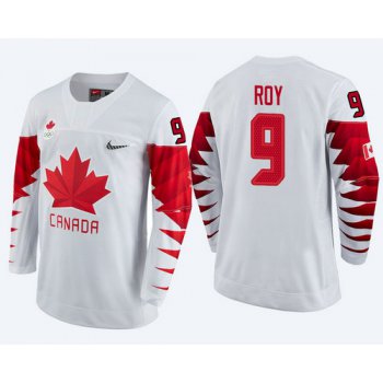 Men Canada Team #9 Derek Roy White 2018 Winter Olympics Jersey