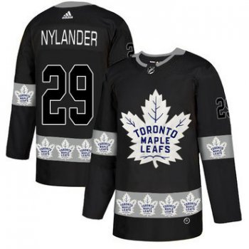Men's Toronto Maple Leafs #29 Williams Nylander Black Team Logos Fashion Adidas Jersey
