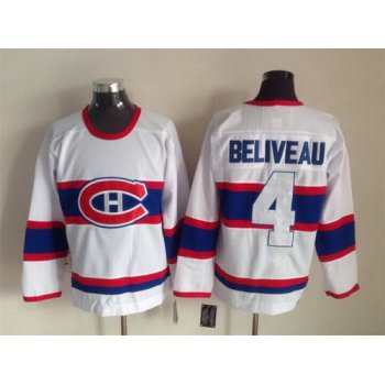 Montreal Canadiens #4 Jean Beliveau White Throwback CCM Jersey