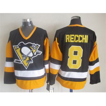 Pittsburgh Penguins #8 Mark Recchi Black Throwback CCM Jersey
