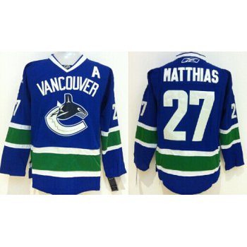 Vancouver Canucks #27 Shawn Matthias Blue Jersey