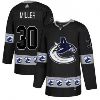 Men's Vancouver Canucks #30 Ryan Miller Black Team Logos Fashion Adidas Jersey