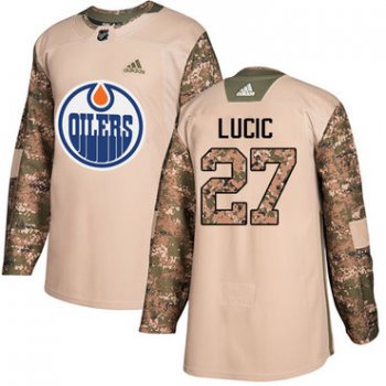 Adidas Edmonton Oilers #27 Milan Lucic Camo Authentic 2017 Veterans Day Stitched NHL Jersey