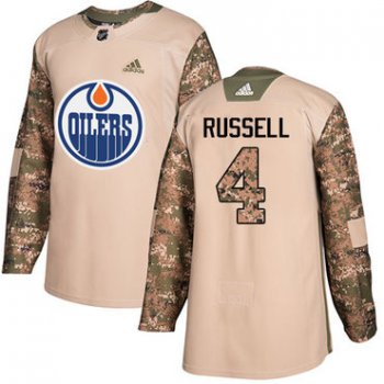 Adidas Edmonton Oilers #4 Kris Russell Camo Authentic 2017 Veterans Day Stitched NHL Jersey