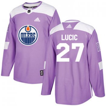 Adidas Oilers #27 Milan Lucic Purple Authentic Fights Cancer Stitched NHL Jersey