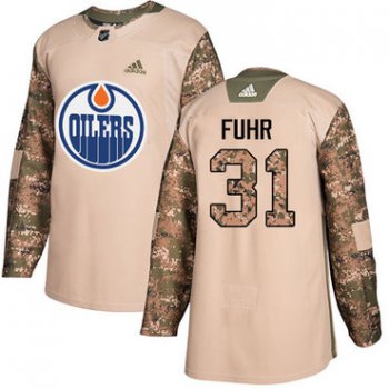 Adidas Oilers #31 Grant Fuhr Camo Authentic 2017 Veterans Day Stitched NHL Jersey