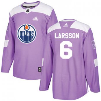 Adidas Oilers #6 Adam Larsson Purple Authentic Fights Cancer Stitched NHL Jersey