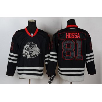 Chicago Blackhawks #81 Marian Hossa Black Ice Skulls Jersey