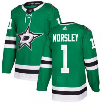 Adidas Dallas Stars #1 Gump Worsley Green Home Authentic Stitched NHL Jersey