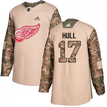 Adidas Red Wings #17 Brett Hull Camo Authentic 2017 Veterans Day Stitched NHL Jersey