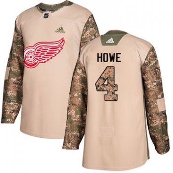 Adidas Red Wings #4 Gordie Howe Camo Authentic 2017 Veterans Day Stitched NHL Jersey
