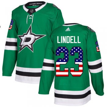 Adidas Stars #23 Esa Lindell Green Home Authentic USA Flag Stitched NHL Jersey