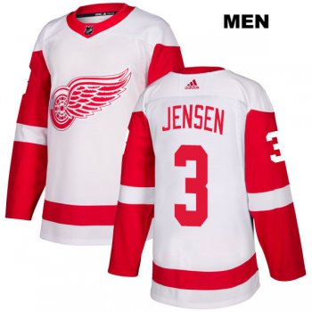 Mens Adidas Detroit Red Wings #3 Nick Jensen White Away Authentic NHL Jersey
