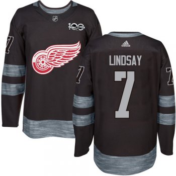 Red Wings #7 Ted Lindsay Black 1917-2017 100th Anniversary Stitched NHL Jersey